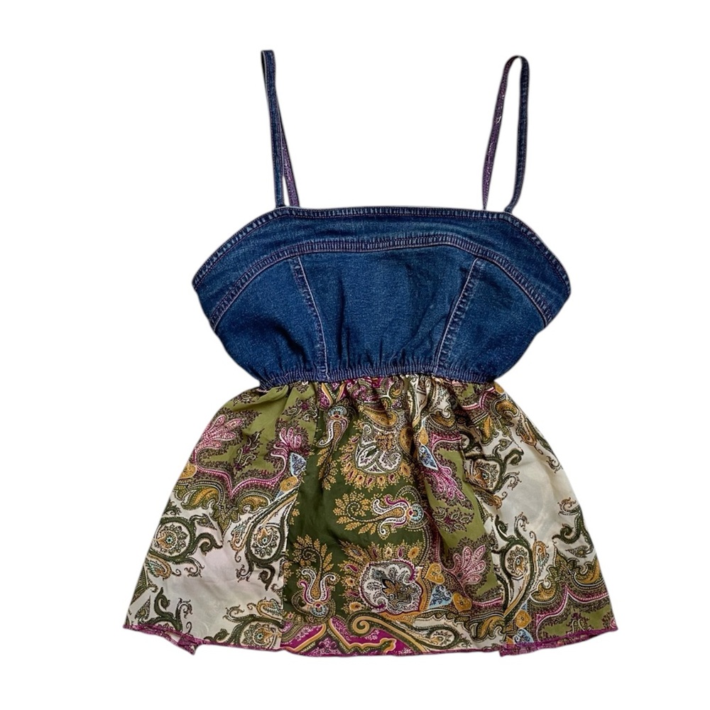 Y2K Zoey & Beth denim paisley print summer tank top